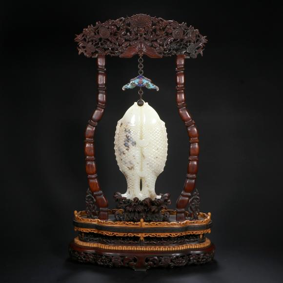 北京億宬和田玉雙魚(yú)吉慶掛屏