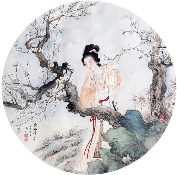 香港華輝馮素簃    仕女 團(tuán)扇扇面