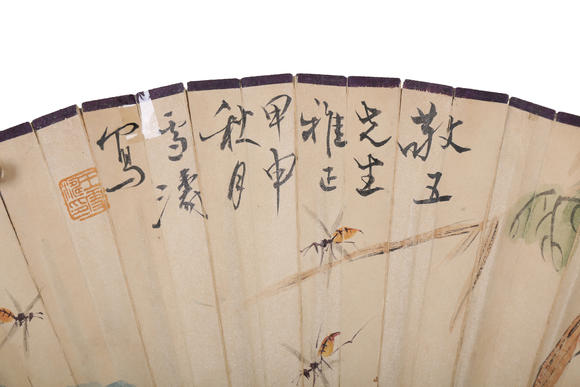 萬領(lǐng)國際王雪濤  草蟲扇面