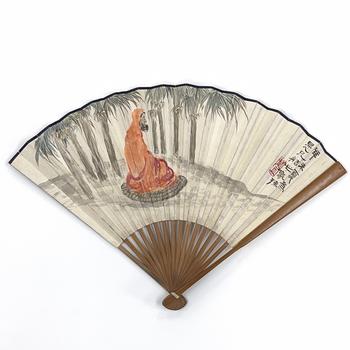 「趙叔孺」畫(huà)賛 達(dá)磨 扇面