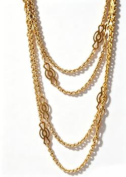Art Nouveau Gold Long Sautoir Necklace