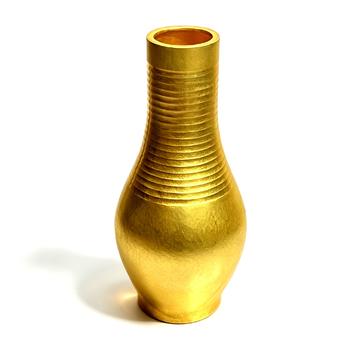 A Pure Gold Ribbed Neck Flower Vase Marked Zongdao