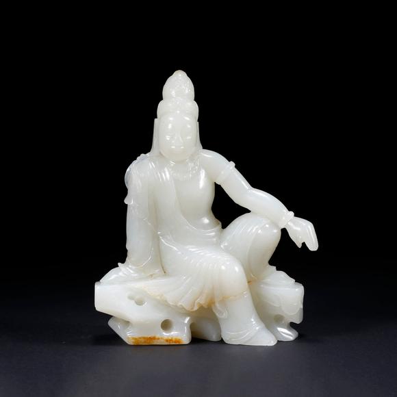 弘楊株式會(huì)社和田玉雕自在觀音造像