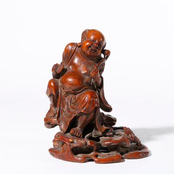 竹根雕劉海戲金蟾形擺件