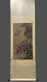 仇英 群仙祝壽圖 立軸絹本設(shè)色