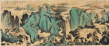 文徵明 青綠山水 裱片絹本設色