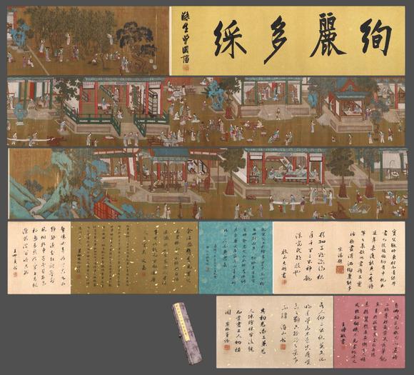 蘭亭古美術(shù)オークション仇英明 宮苑春嬉卷 手卷絹本設(shè)色