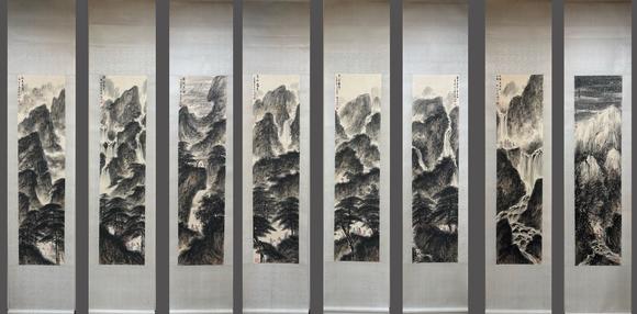 蘭亭古美術(shù)オークション|蘭亭古美術(shù)オークション會社夏日拍賣會傅抱石 山水八屏 立軸紙本設(shè)色