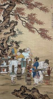 禹之鼎 賣(mài)茶圖 立軸紙本