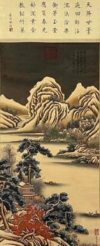 唐寅 山水 立軸絹本