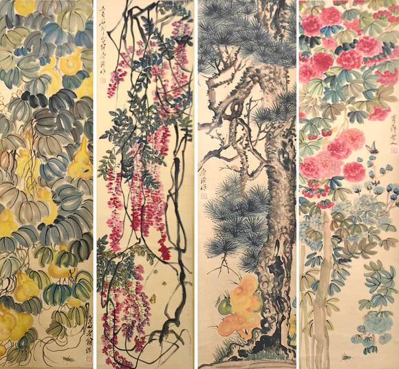 蘭亭古美術(shù)オークション|蘭亭古美術(shù)オークション會(huì)社夏日拍賣會(huì)齊白石 繁花 四條屏