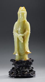 清 黃玉觀音立像