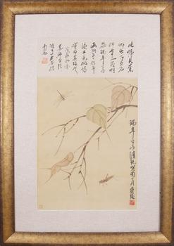 齊白石 貝葉草蟲