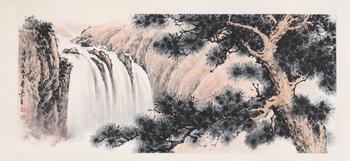 董壽平 蒼松瀑布圖