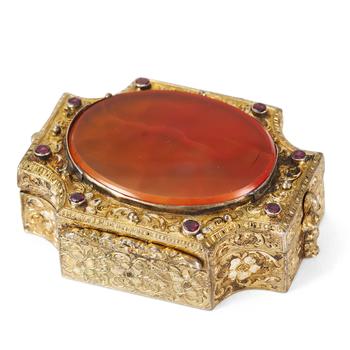 Lot 210 LADY EMMA HAMILTON INTEREST: A GILDED WHITE METAL PATCH BOX