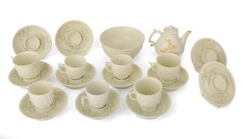 Lot 24 A BOW PORCELAIN BLANC DE CHINE PART TEA SERVICE