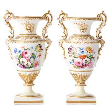 Lot 2 A PAIR OF ENGLISH PORCELAIN VASES