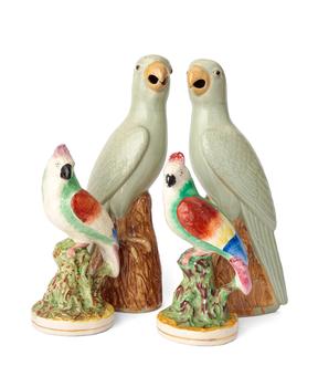 Lot 32 TWO PAIRS OF CERAMIC PARROTS