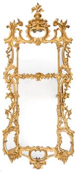 Lot 350 A GEORGE III GILTWOOD MIRROR IN THE MANNER OF THOMAS CHIPPENDALE
