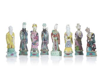 A set of Chinese Famille Rose immortals