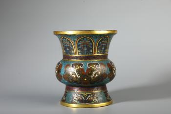 A Cloisonne Enamel Gu Vase with Beast-Mask Motifs, China, 18th Century