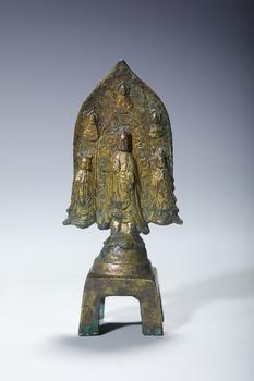 A Gilt Bronze Buddhist Stele with Shakyamuni and Attendant Bodhisattvas, China, 5th–7th centuries