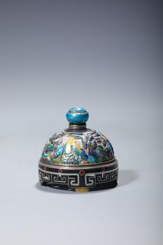 A Silver Enameled Censer Cover with Figural Landscape Scene, China, 16th–19th centuries