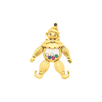 Chopard Gold, Rock Crystal, Diamond and Gem-Set 'Happy Diamond' Clown Pendant
