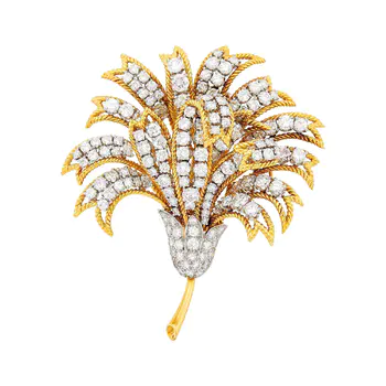 Gold, Platinum and Diamond Clip-Brooch