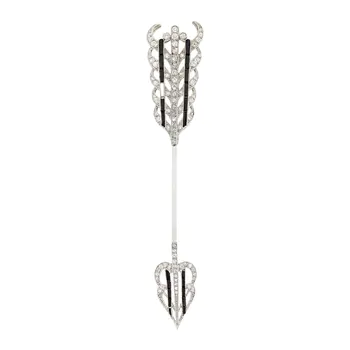 Platinum, Diamond and Black Onyx Feather Jabot, France