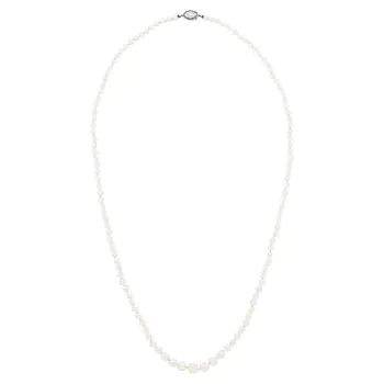 Natural Pearl Necklace with Platinum and Diamond Clasp