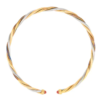 Cartier Tricolor Gold and Coral Twisted Torque Necklace, France