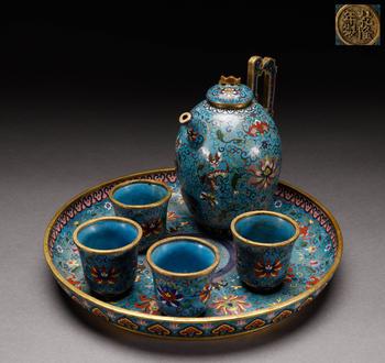 清代 銅胎景泰藍(lán)茶具一套