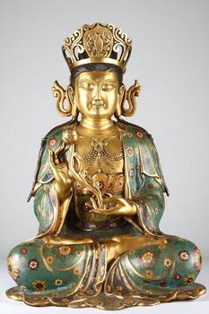 明 銅景泰藍(lán)鎏金大勢(shì)至菩薩坐像