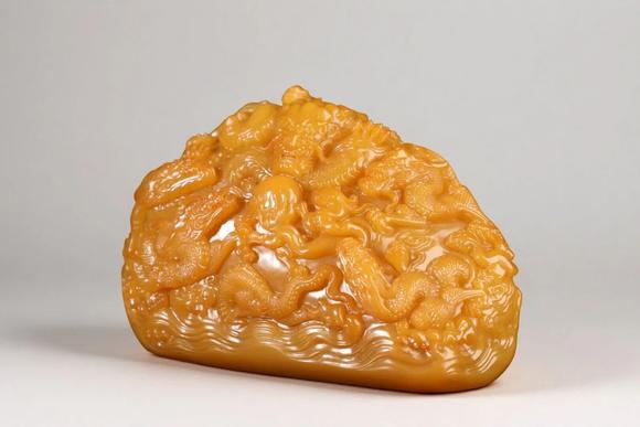東京蕓術(shù)|2026東京蕓術(shù)競売春季藝術(shù)品拍賣會清 田黃石九龍戲珠擺件