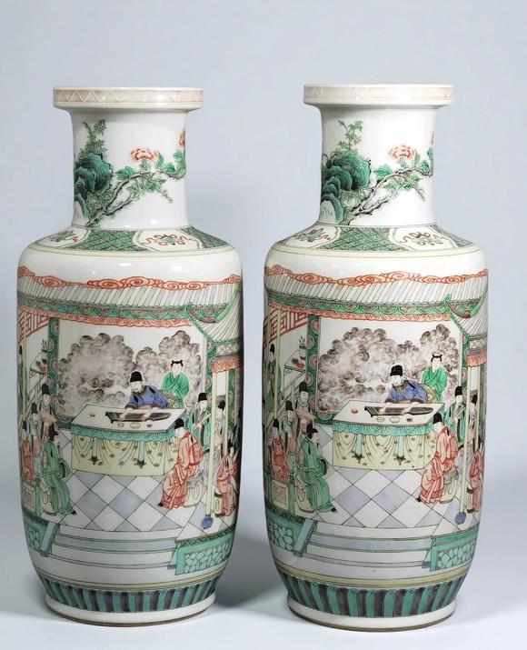 東京蕓術(shù)|2026東京蕓術(shù)競売春季藝術(shù)品拍賣會清康熙五彩十八學(xué)士圖棒槌瓶