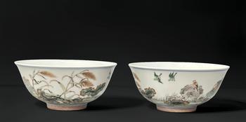 康熙 五彩花鳥紋碗
