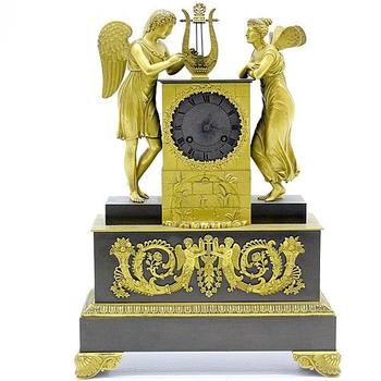 Early 19th century empire gilt bronze table clock