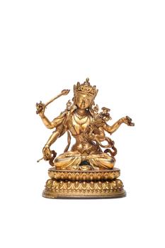 A Gilt Bronze Four-Armed Manjushri Statue, 18th–19th C Pr.