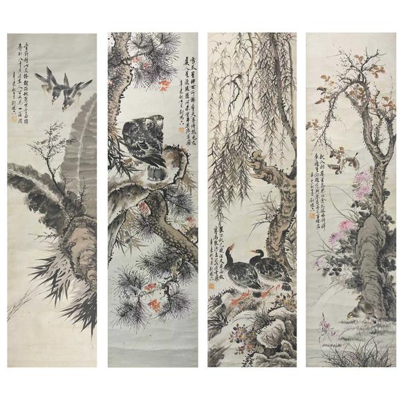 北京崇仁拍賣劉德六《花鳥四條屏》