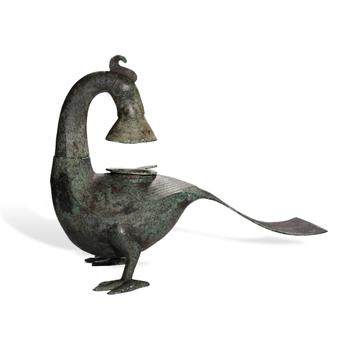 西周 羽紋銅鳳燈
