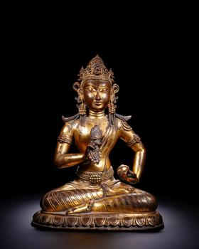 Clear copper and gilt vajrasattva. | 清 銅鎏金金剛薩埵