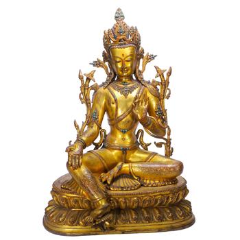 A CHINESE GILT BRONZE TARA SCULPTURE