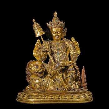 A CHINESE GILT BRONZE VAISHRAVANA STATUE