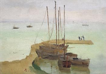 ?吳冠中???WU GUANZHONG   (1919-2010) 漁港