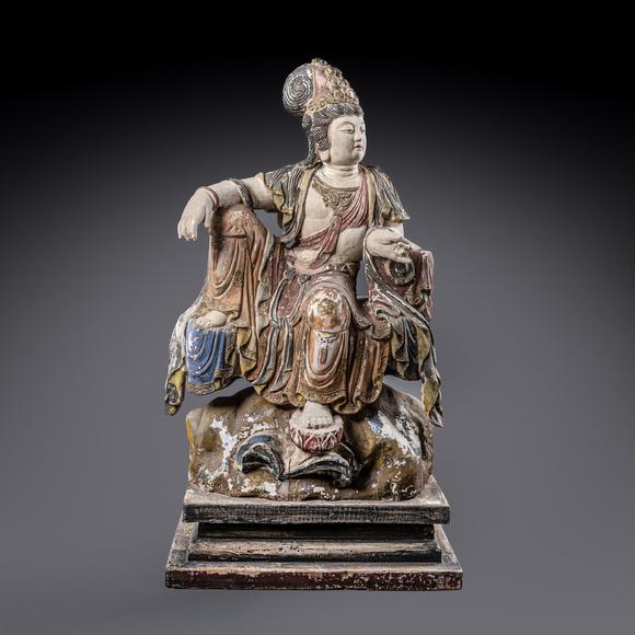 大阪美術(shù)商會(huì)|2026年大美會(huì)第三十六回夏季藝術(shù)品拍賣會(huì)明 木胎彩漆自在觀音