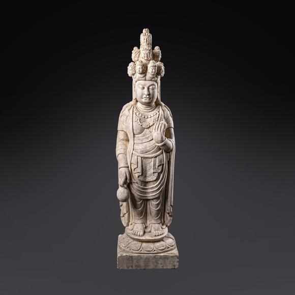 大阪美術(shù)商會(huì)|2026年大美會(huì)第三十六回夏季藝術(shù)品拍賣會(huì)唐 漢白玉雕十一面觀音像