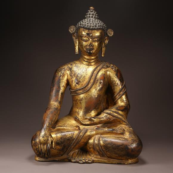 千葉大和|東瀛集珍--骨董珍品八月春季拍賣會 第一回銅鎏金釋迦摩尼坐像