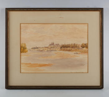 English School (19th century) - Tours, France, watercolour, inscribed and dated 1836 lower right, 26.5cm x 35.5cm, together with a further watercolour