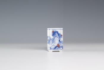 曉芳窯 青花釉裡紅詩(shī)筒